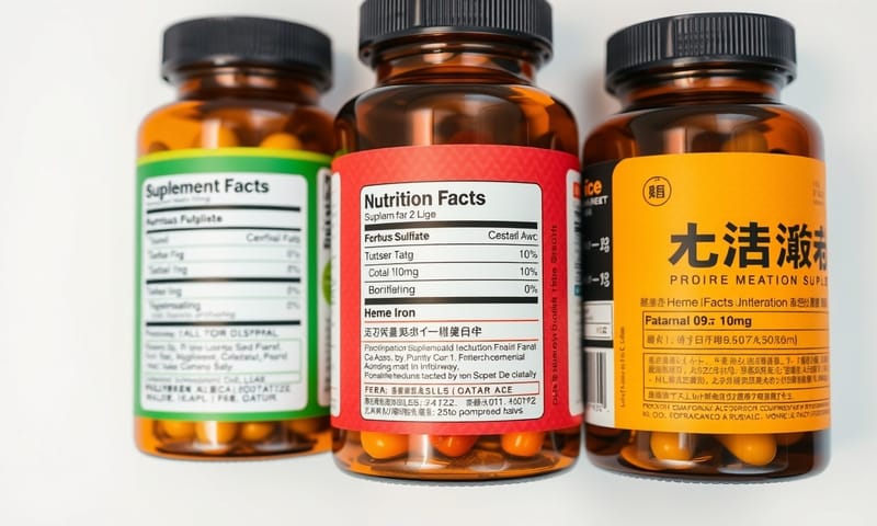 比較不同補血保健品的成分標示