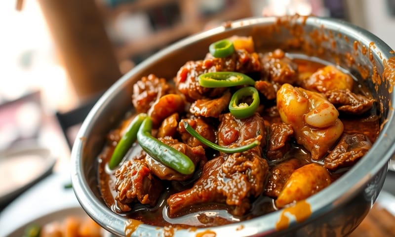 一盤道地的 Mutton Shinwari Karahi，光看就讓人流口水。