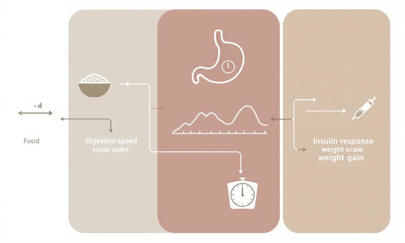 碳水化合物消化速度與體重增加的關聯示意圖