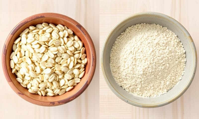 不同加工程度的燕麥片，物理結構完全不同