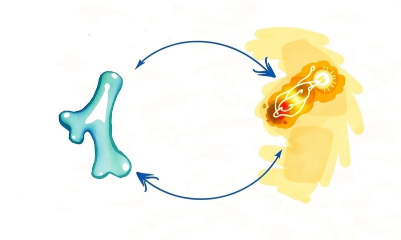 象徵骨骼、肌肉與大腦之間健康循環的抽象圖