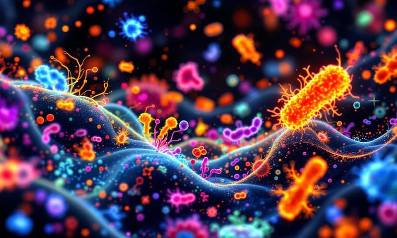 人體腸道菌群的抽象概念示意