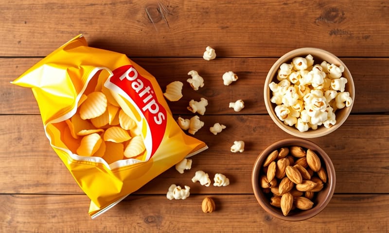 零食的對決：加工洋芋片 vs. 天然爆米花與芡實