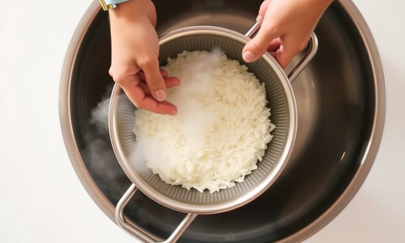 瀝乾預煮過的米是降低含砷量的關鍵步驟