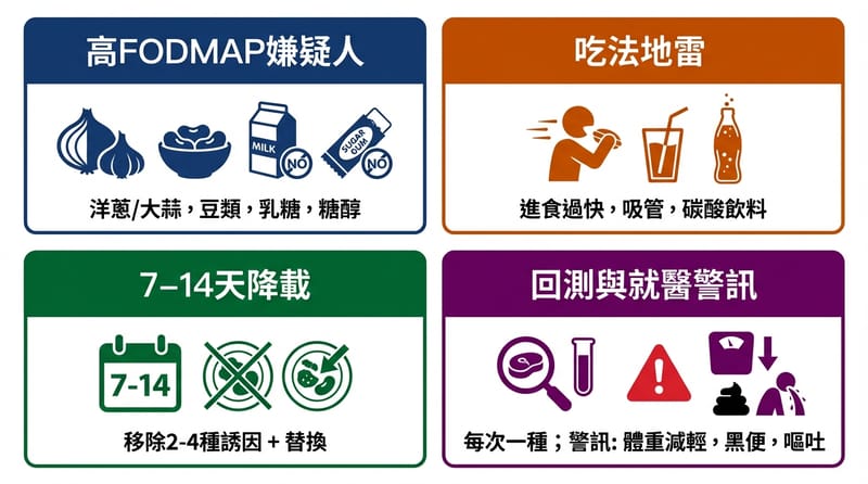 圖2｜結尾前：把「脹氣策略」做成一張你看得懂的圖