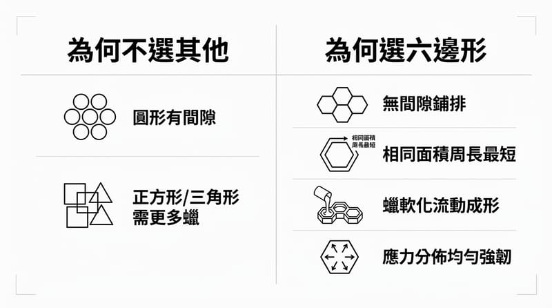 結尾前的懶人包：四個原因把六角形釘死在蜂巢裡