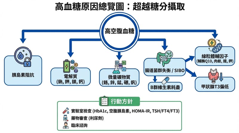 把「血糖高」拆成一張路線圖，避免只剩下節食這條死胡同