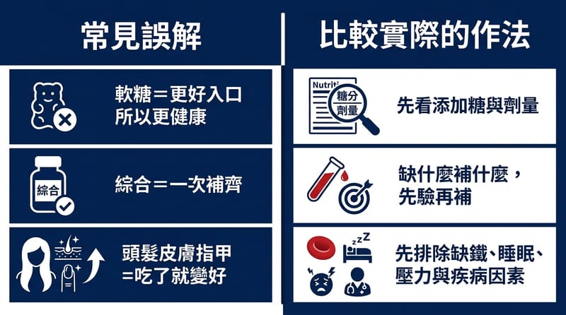 圖片3：結尾前的對照圖，把「最常見的誤解」跟「比較實際的作法」放一起