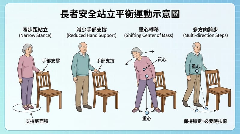 核心機制：站姿平衡挑戰如何對應到防跌能力