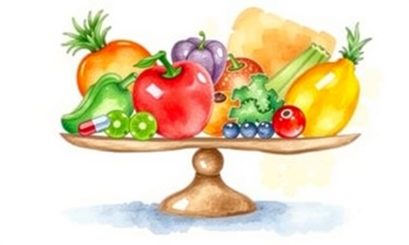 飲食與補充品的平衡示意圖