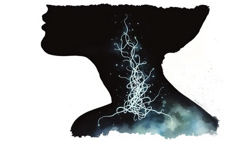 中醫觀點下的氣血流動與頸部瘀阻示意