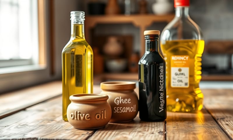 廚房裡一字排開的油品，選對了，菜就好吃一半