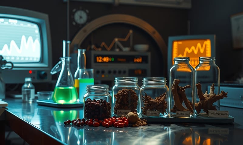 冷戰時期科學實驗室的風格化場景，暗示 Adapt-232 的研究背景