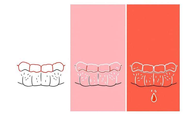 牙齦發炎三階段示意圖