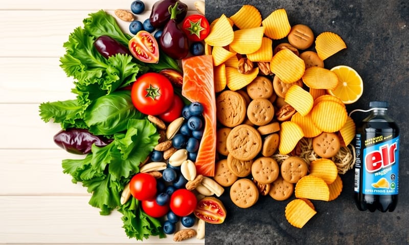 飲食的選擇：左邊是滋養身體的燃料，右邊是加速耗損的廢料