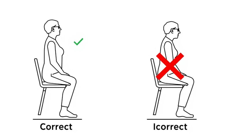 椅子坐站動作的正確與錯誤姿勢對比